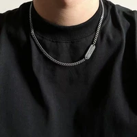 minimalist letter square plaque collarbone chain ins cool and versatile minimalist titanium steel necklace jewelry