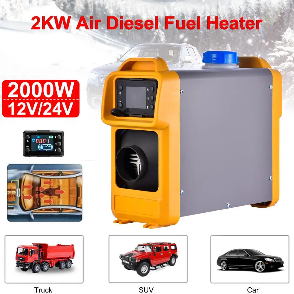 $67.09 12V 8KW All in One Car Heater Heating Diesel Air Heater Single Hole LCD Monitor Parking Warmer For Car Truck Bus Factory Heaters