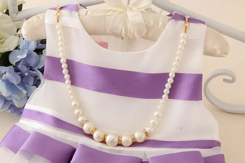 Детское праздничное платье без рукавов с ожерельем для маленьких девочек костюм