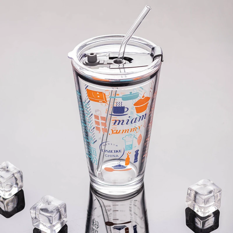 460 мл портативная кофейная чашка креативная стеклянная для чая с крышкой и