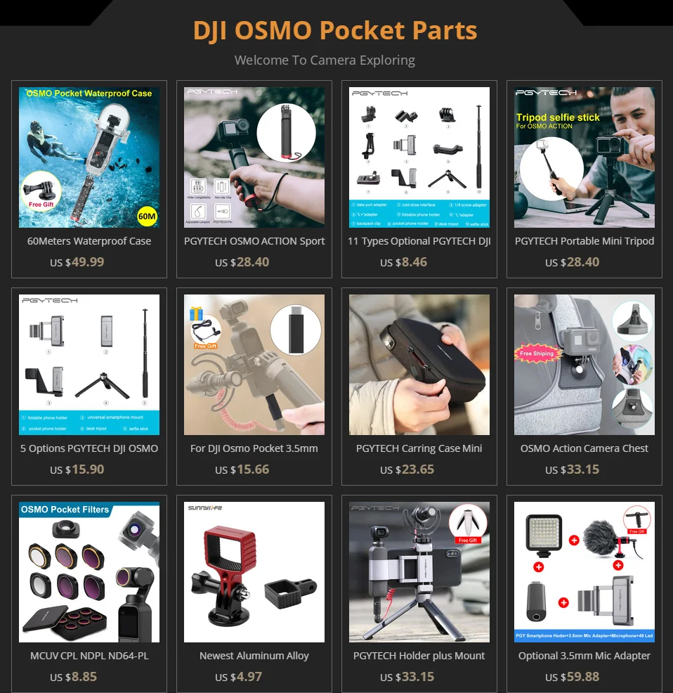 5 вариантов PGYTECH DJI OSMO Карманный держатель для телефона адаптер крепление штатива селфи палка ручной Osmo Карманный карданный держатель аксессуары