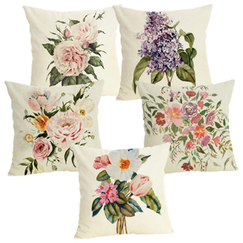 

45x45cm Flower series Sofa Pillowcase Pink Cushion Cover Throw Pillow Case Home Sofa Bed Chair Decoration 17.72x 17.72inch