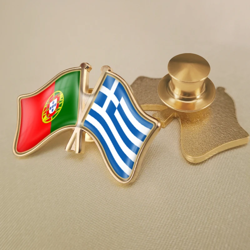 Греция и Португалия перекрестные двойной флаг дружбы значков на булавке брошь