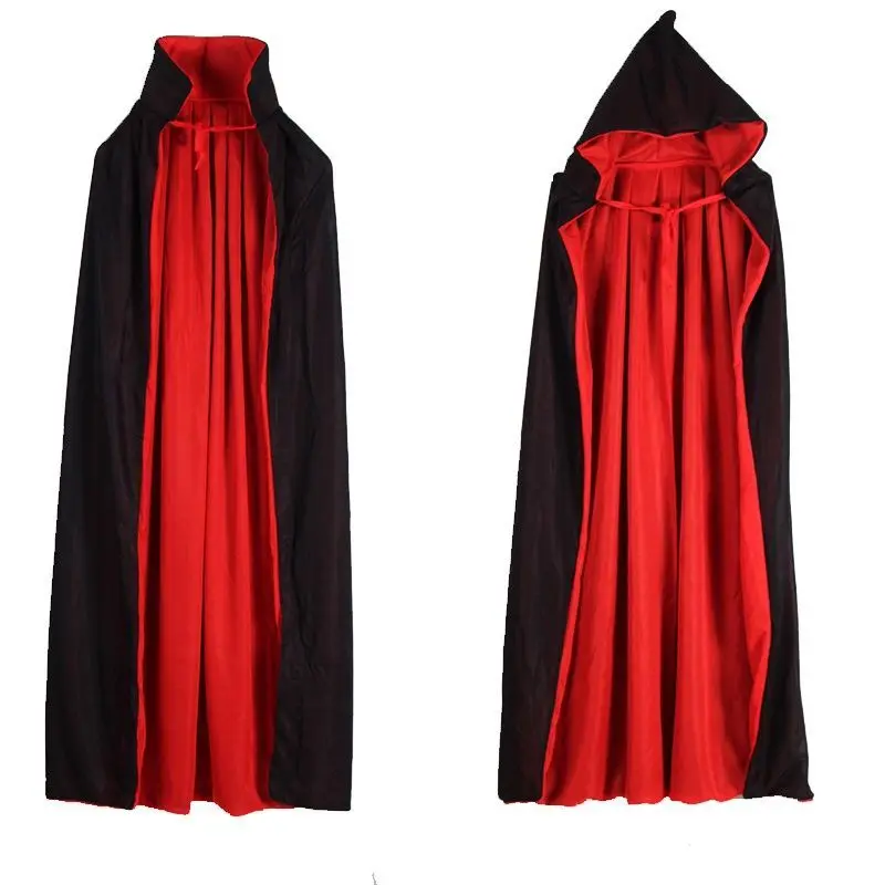 Halloween Costume Adult Black Double-sided Vampire Death Cloak Ghost Pirate Demon Cloak Children Cosplay Clothes Halloween Decor