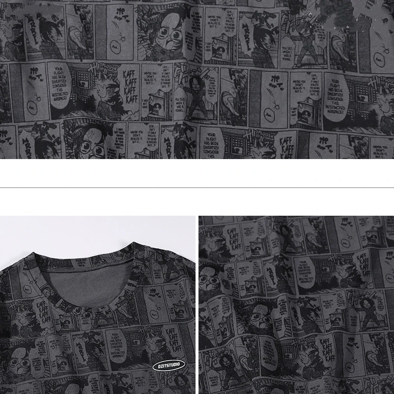 

Japanese High Street Men T Shirt Fashion Print Comic Tshirt Summer Mens Loose O-Neck 2021 Cotton Short Sleeve T-shirt Men Tops