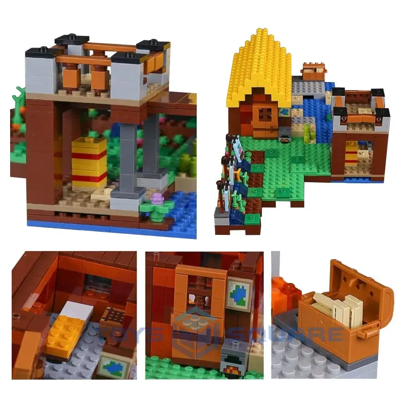 

The Farm Cottage With My World Action Figures Bricks Model Building Blocks Set Gifts Educational Toys For Children