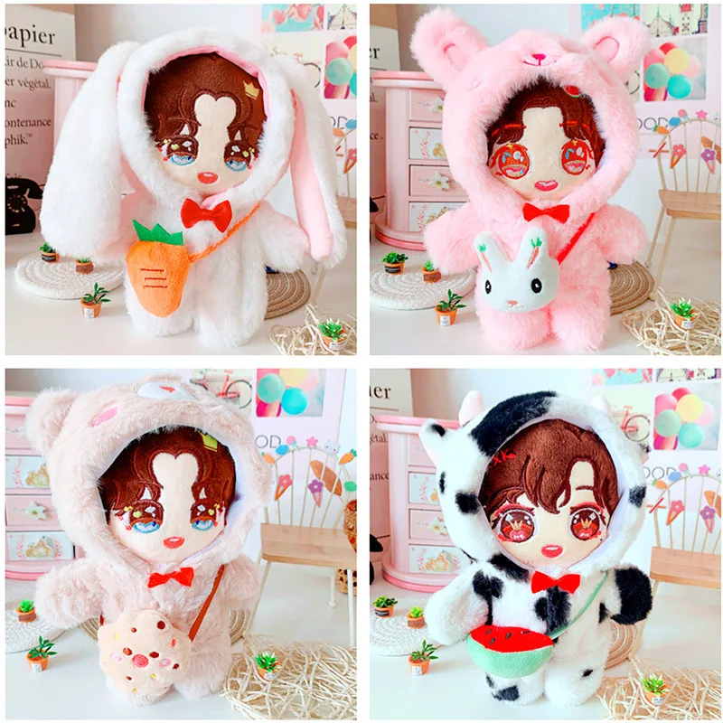 

20cm doll clothes Lovely animal rabbit cattle panda sheep bodysuit suit dolls accessories Korea Kpop EXO idol Dolls gift DIY Toy
