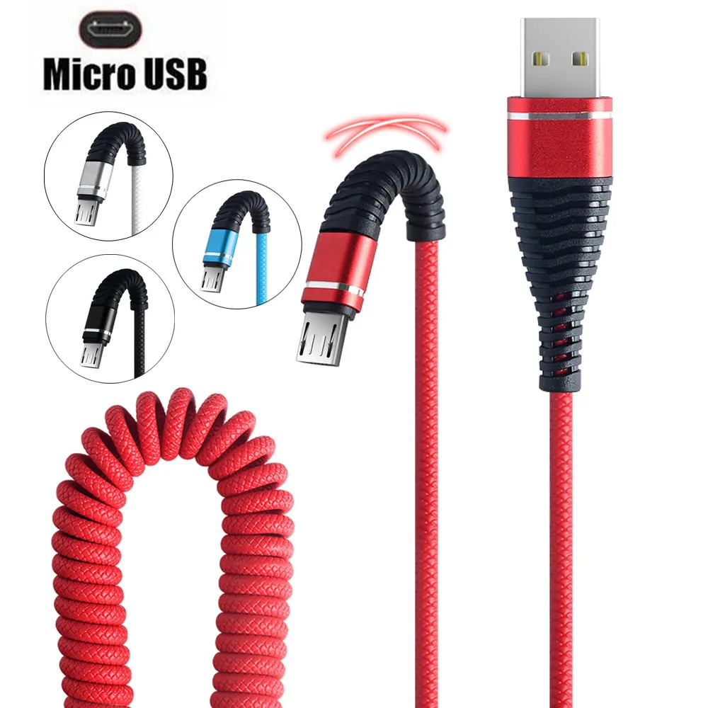Прочный кабель Micro USB с рыбьим хвостом для передачи данных выдвижной пружинный