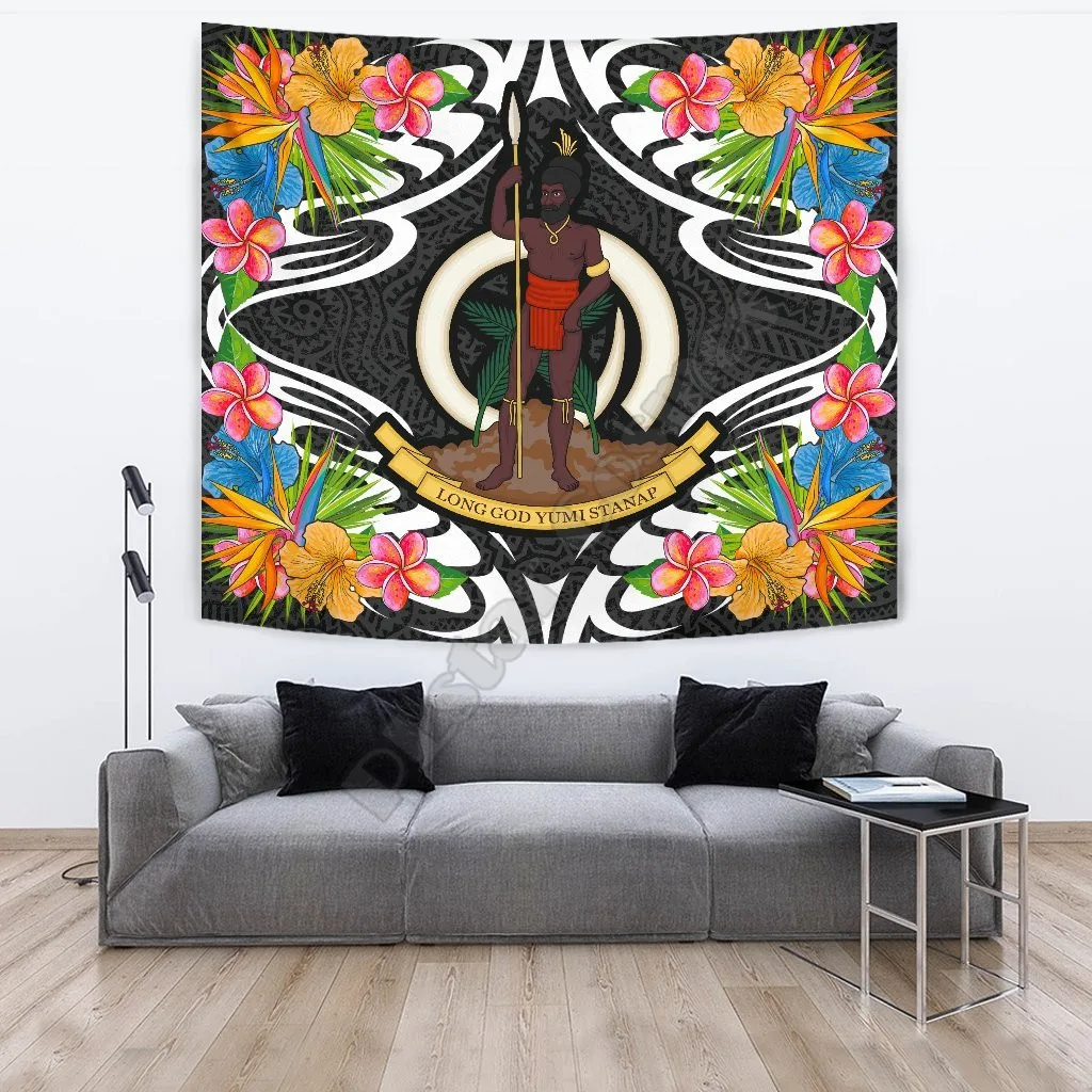 

Vanuatu Tapestrys Tropical Flowers Style 3D Printed Tapestrying Rectangular Home Decor Wall Hanging