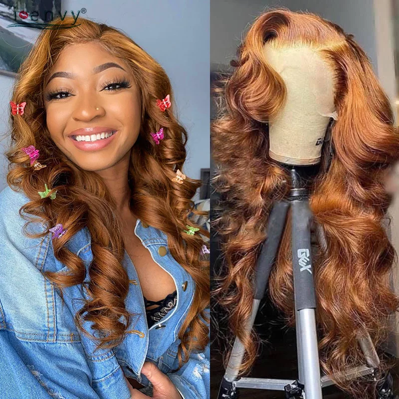 

13X4 Blonde Ginger Lace Front Wig Human Hair body wave Pre Pluck Brazilian Colored Orange Frontal Wig Human Hair Wigs Curly Remy