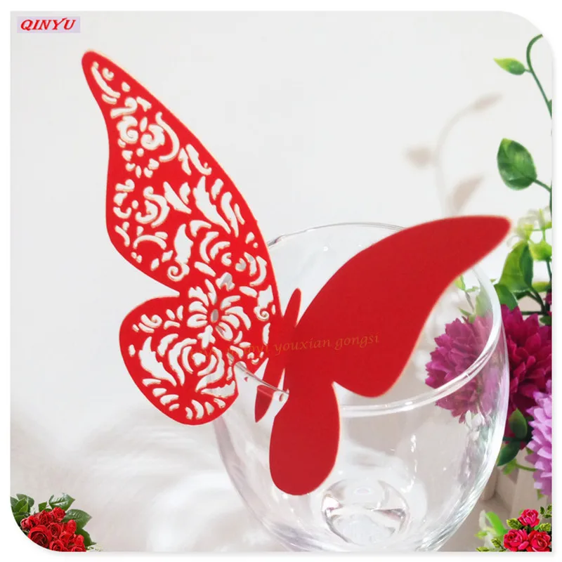 50/100 шт. Лазерная эскорт-карточка в форме бабочки карточка с разрезом бумажное