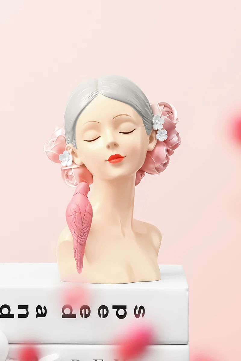 

Cute creative Bouquet Girl Ornaments Sculpture Statue gifts Living Room TV cabinet Flower arrangement Modern Home Decoration
