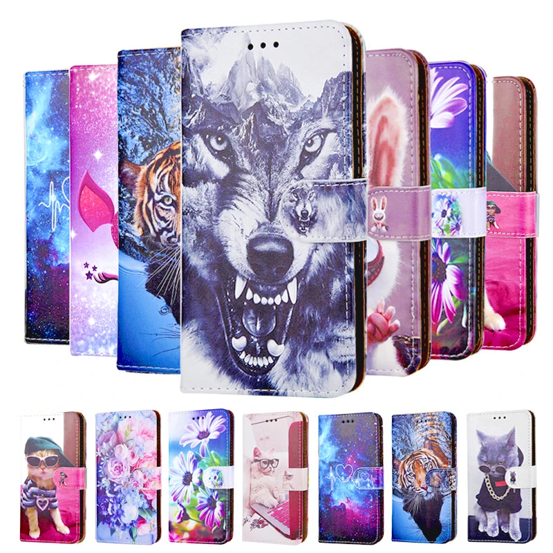 

Wolf Paint Leather Flip Cover For Samsung Galaxy S3 S4 S5 S6 S7 Edge Plus I9300 I9500 I9600 S8 S9 Wallet Back Stand Phone Coque