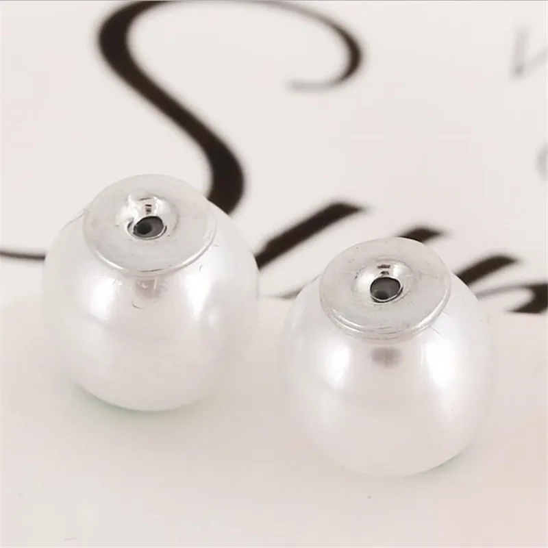 50 шт. ABS имитация жемчуга Круглый Бисер Золотой/Серебряный цвет Задняя половина