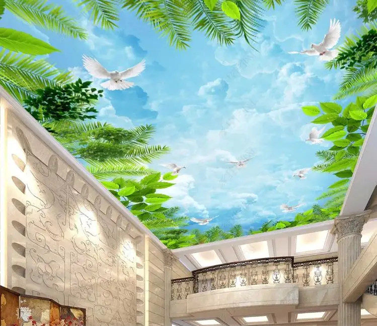 Пользовательские большие потолочные Настенные обои 3D сказочные Фэнтези лес небо