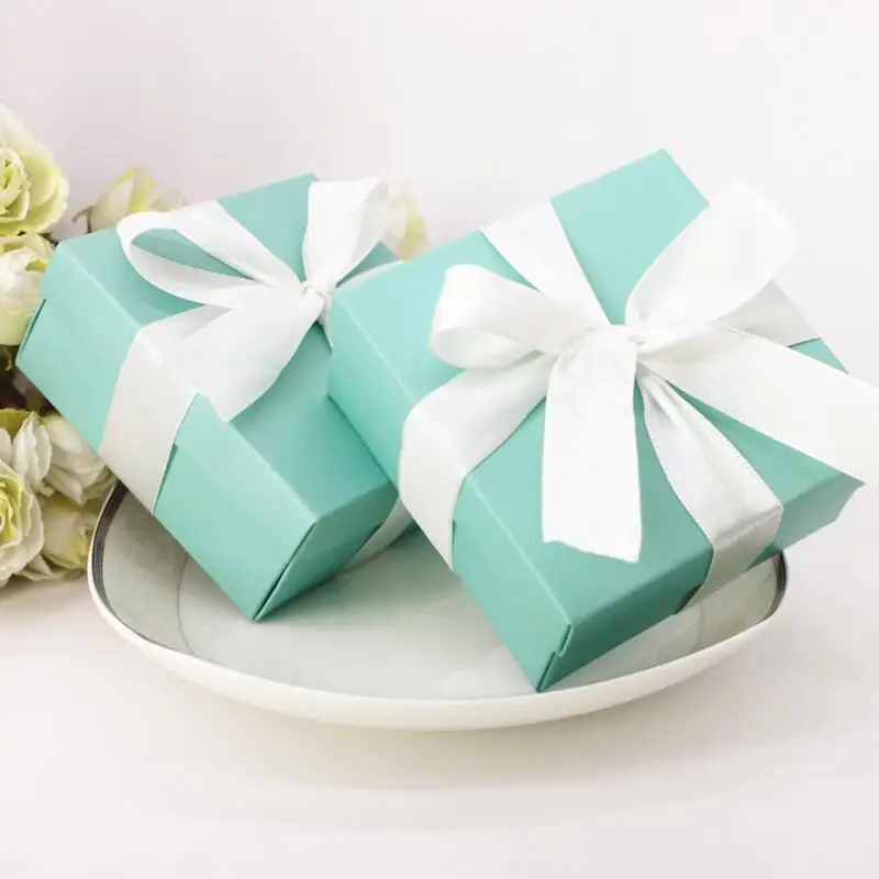 

50pcs/lot Blue Paper Box Wedding Gift Candy Box Baby Shower Souvenirs Chocolate Gift Box Party Favor for Guest