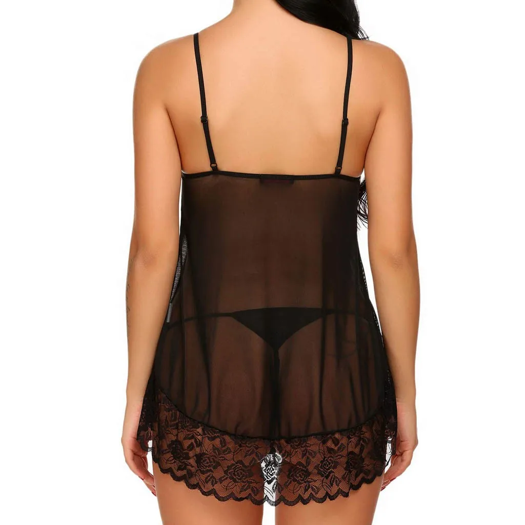 Женское кружевное нижнее белье сексуальное мини-Ночное платье Camisola прозрачная