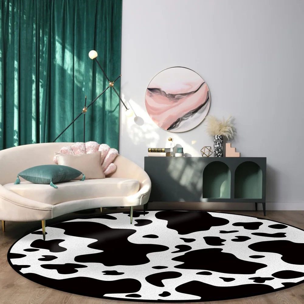 Круглый ковер черно-белая куртка с граффити корова место по индивидуальному