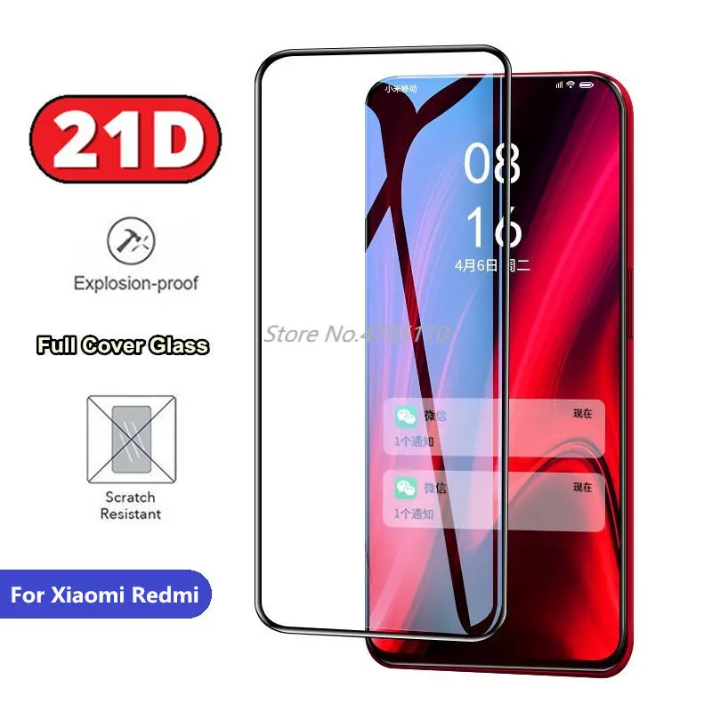 Закаленное стекло 21D для Xiaomi Redmi Note 7 6 5 Pro K20 Global 7A 6A Plus 4X 9H полноэкранное защитное |