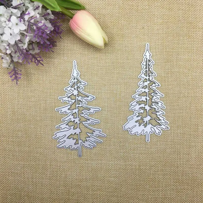 2 шт сосновые Вырубные штампы Merry Christmas Tree металлические штампы формы для DIY скрапбукинга альбом декоративные бумажные карточки ремесло