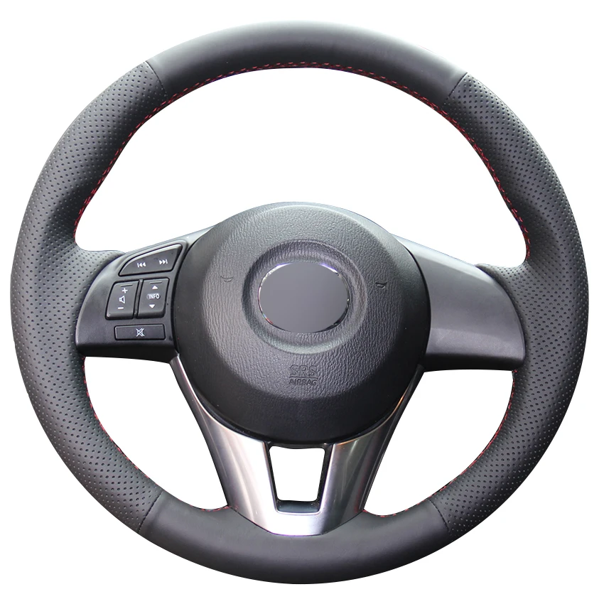 Черный чехол рулевого колеса автомобиля из натуральной кожи для Mazda 3 Axela 6 Atenza 2 CX