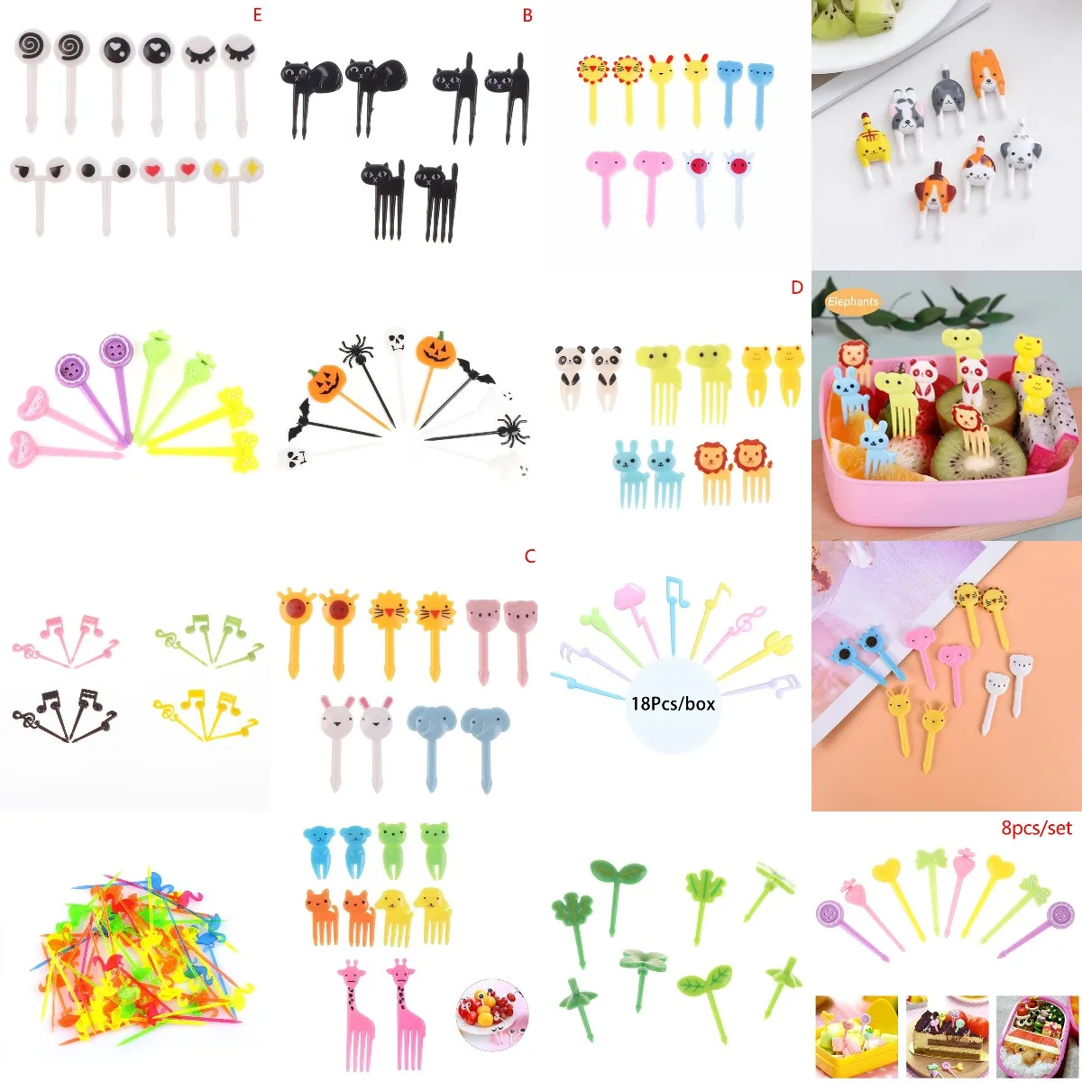 

6-50 шт. зубочистка для фруктов, украшение для вечерние, детский Снэк с животными из мультфильмов, десерт, пирожное, муравьиная фруктовая вилк...