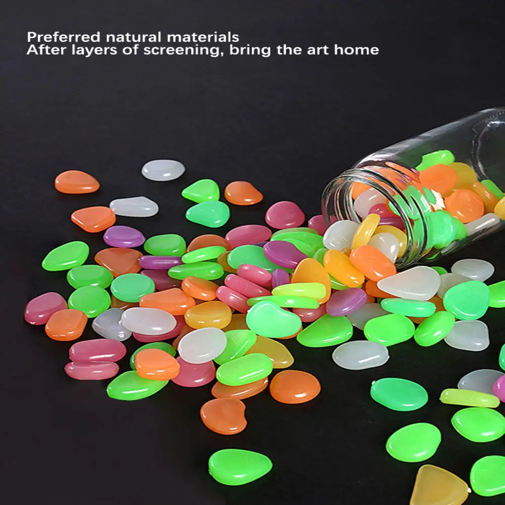 

100 Garden Decoration Luminous Stones, Fluorescent Aquarium Pebbles, Fish Tank Garden Luminous Stones
