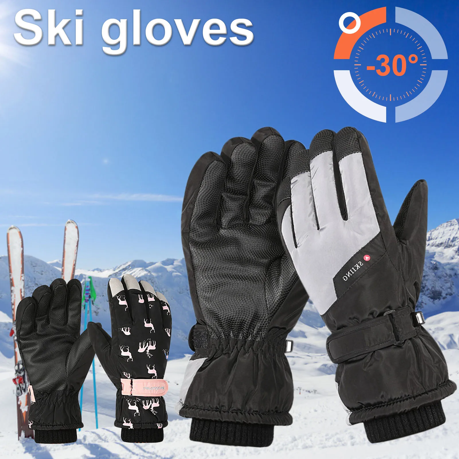 

Winter Warm Fishing Men's Gloves Waterproof Women's Ski Riding Windproof Non-Slip Fashion Mittens Gloves