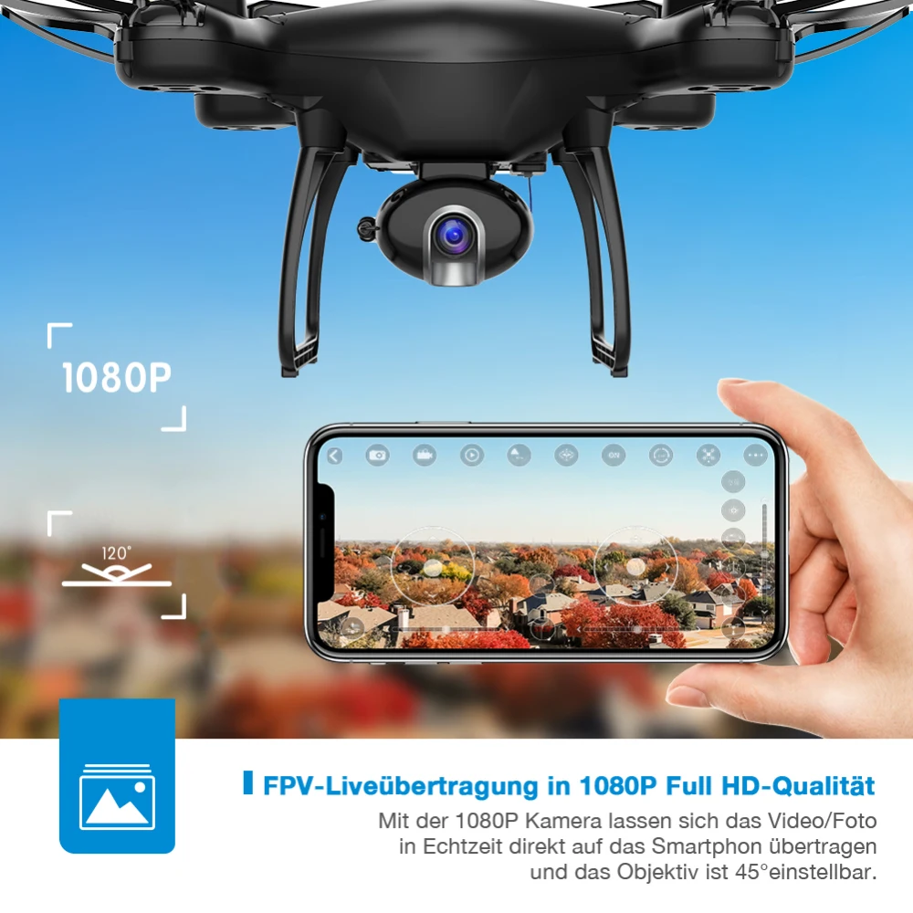Квадрокоптер SNAPTAIN SP650 Радиоуправляемый 1080p 2K HD камера GPS FPV 2-осевой Wi-Fi 120 FOV |