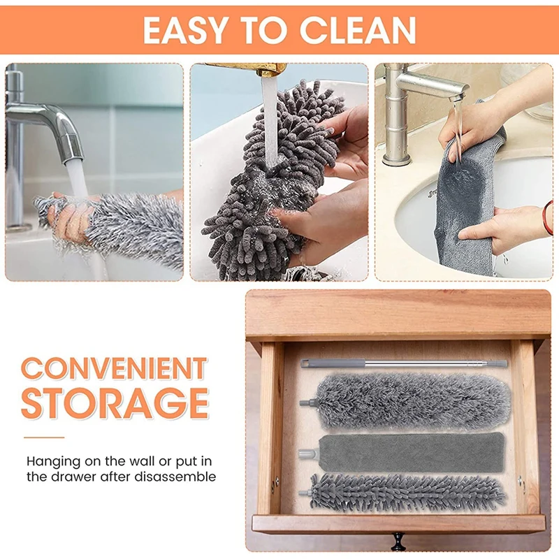 

Extendable Feather Duster Kit, Duster Cleaning with Extension Pole Microfiber Crevice Duster Hand Duster for Cleaning