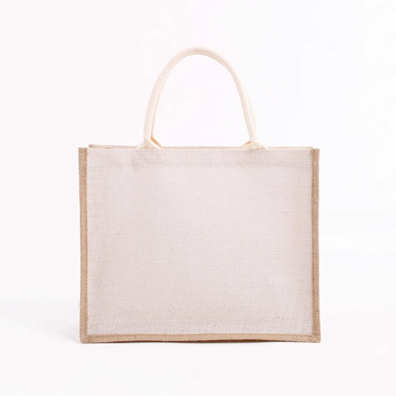 

Reusable Jute Tote Bag Eco Friendly Burlap Grocery Bags for Shopping Beach