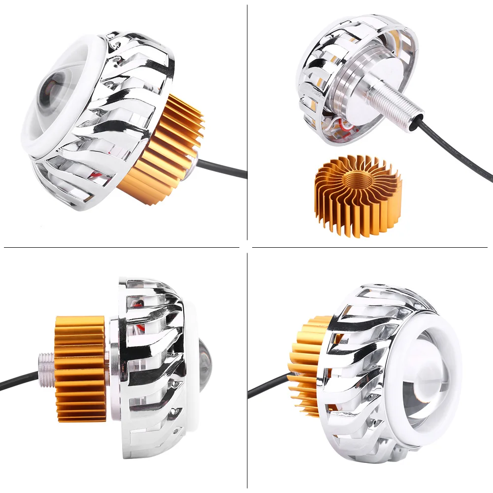 

Motorcycle LED Headlight Projector Lens Dual Angel Devil Eye Head Lamp Cyclone-Type Made Of High Quality Aviation Aluminum Shell
