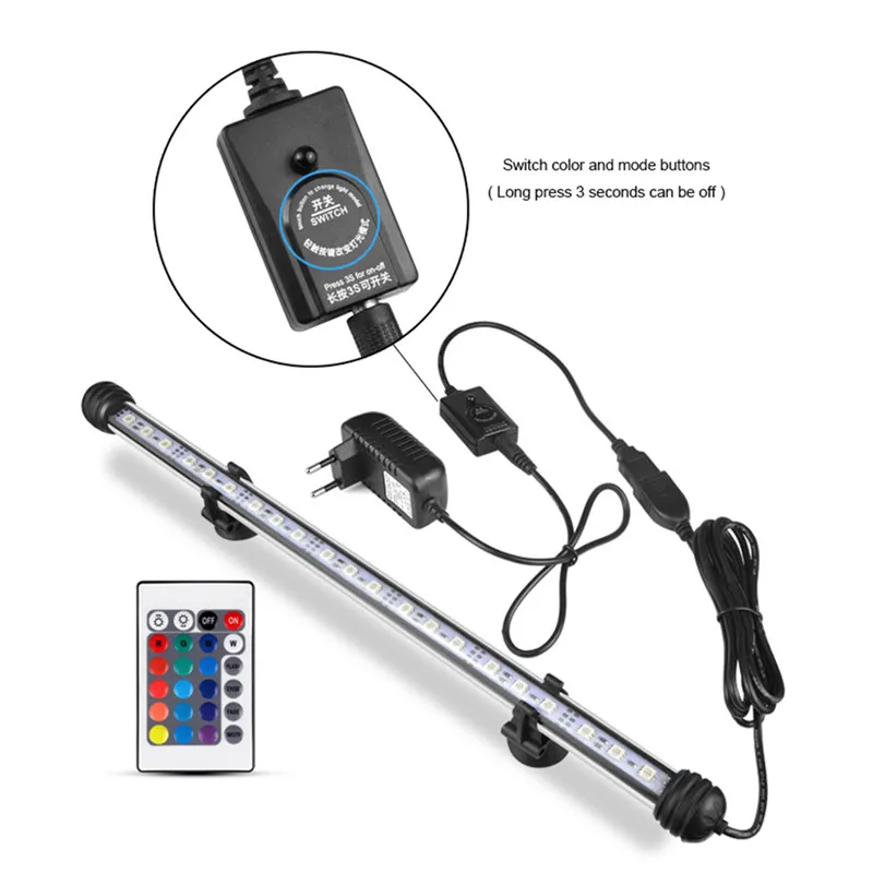 Светодиодный подводный свет для аквариума IP68 под водой 19 см/29 см/39 см/49 см RGB белый