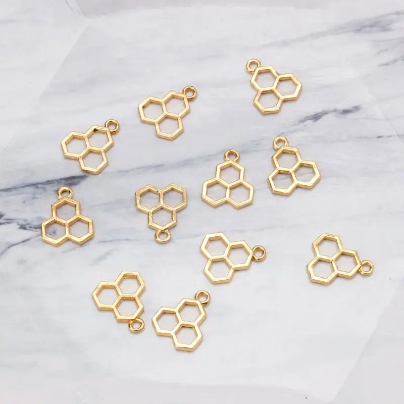 10 шт. золотой кулон соты пустая полимерная рамка установка в открыжную рамку для