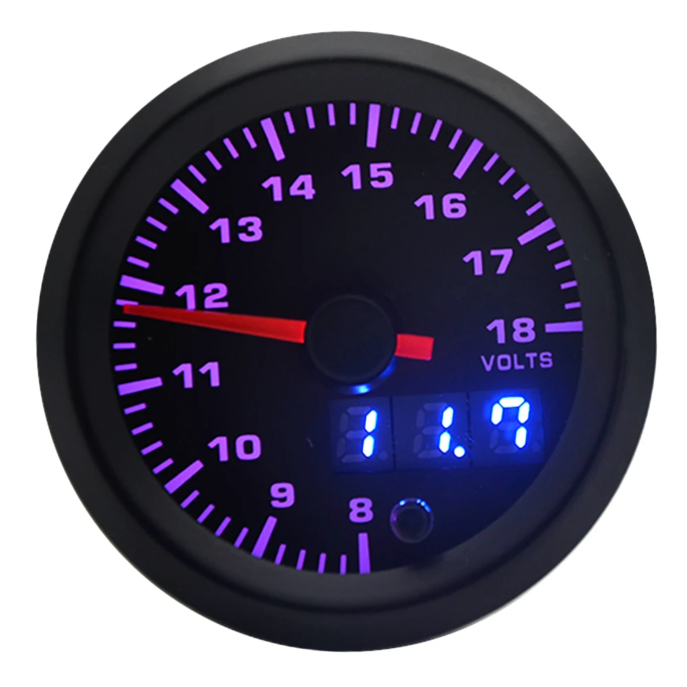2 &quot52 мм 7 цветов светодиодный автомобильный вольтметр 8 18 Вольт