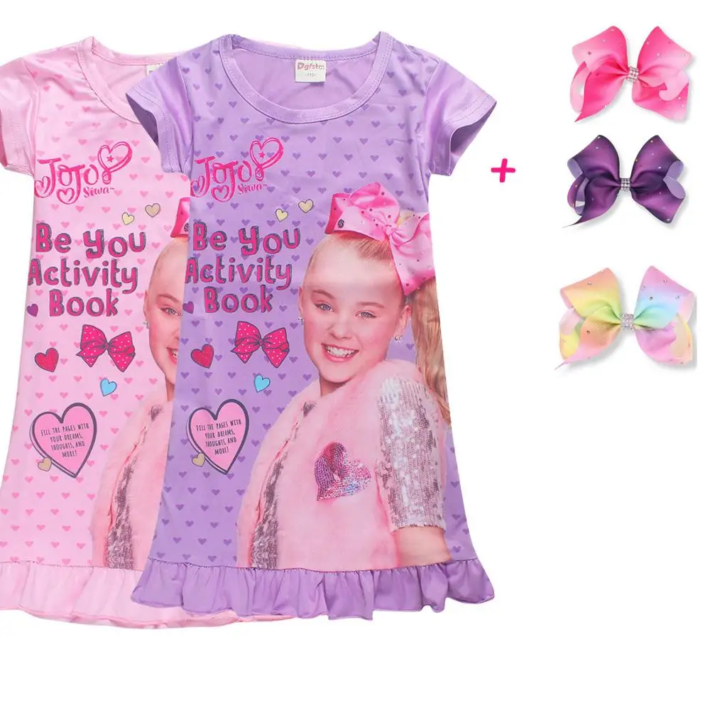 Новинка летние платья Jojo Siwa трапеции для девушек с заколкой волос платье