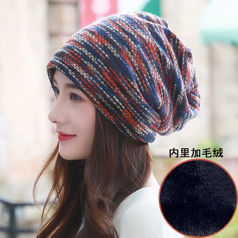

Knitted Hat Winter Hats For Women Men Skullies Beanies Mask Striped Beanie Gorros Bonnet Warm Baggy Soft Thick Hat Caps