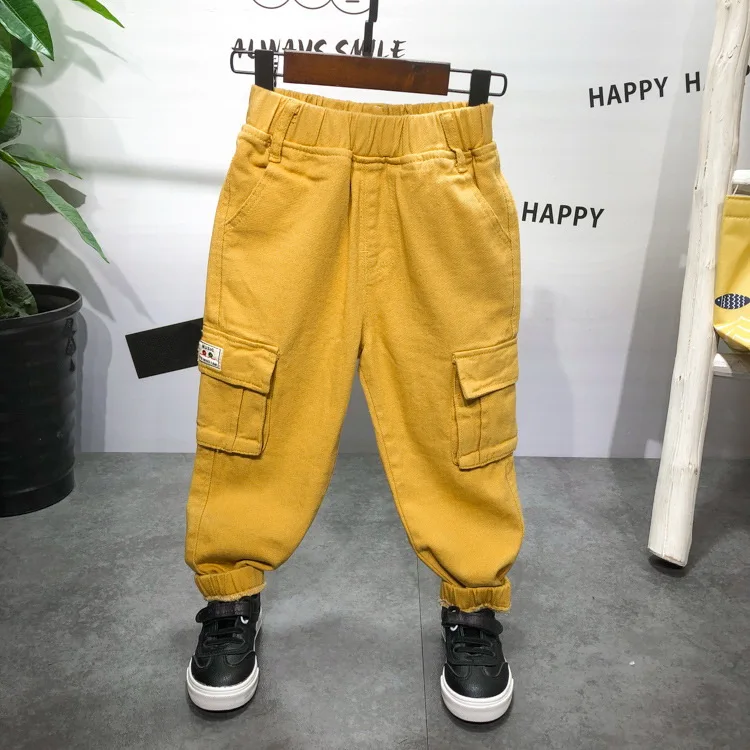 Осенние брюки для мальчиков и девочек FoBaby детские брюки-карго одежда детская на
