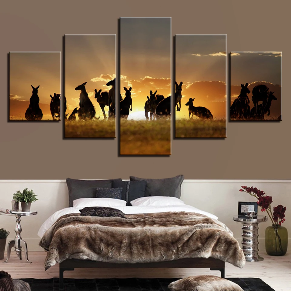Animal Print Horse Dog Cat Lion Bear Canvas Paintings Poster Wall 5 Panel Home Decorations Living Room Abstract 15 | Дом и сад