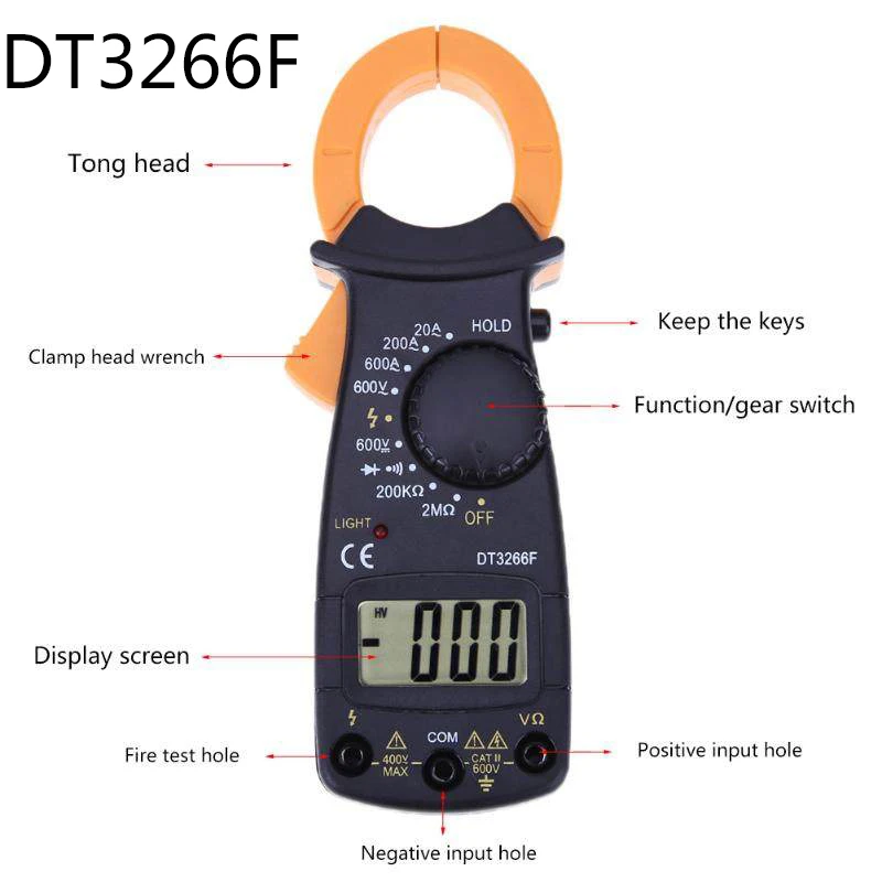 ЖК-цифровой клещи DT3266E/DT3266F клещи Модернизированная версия мультиметр 600A AC/DC ток тестер Токоизмерительные клещи
