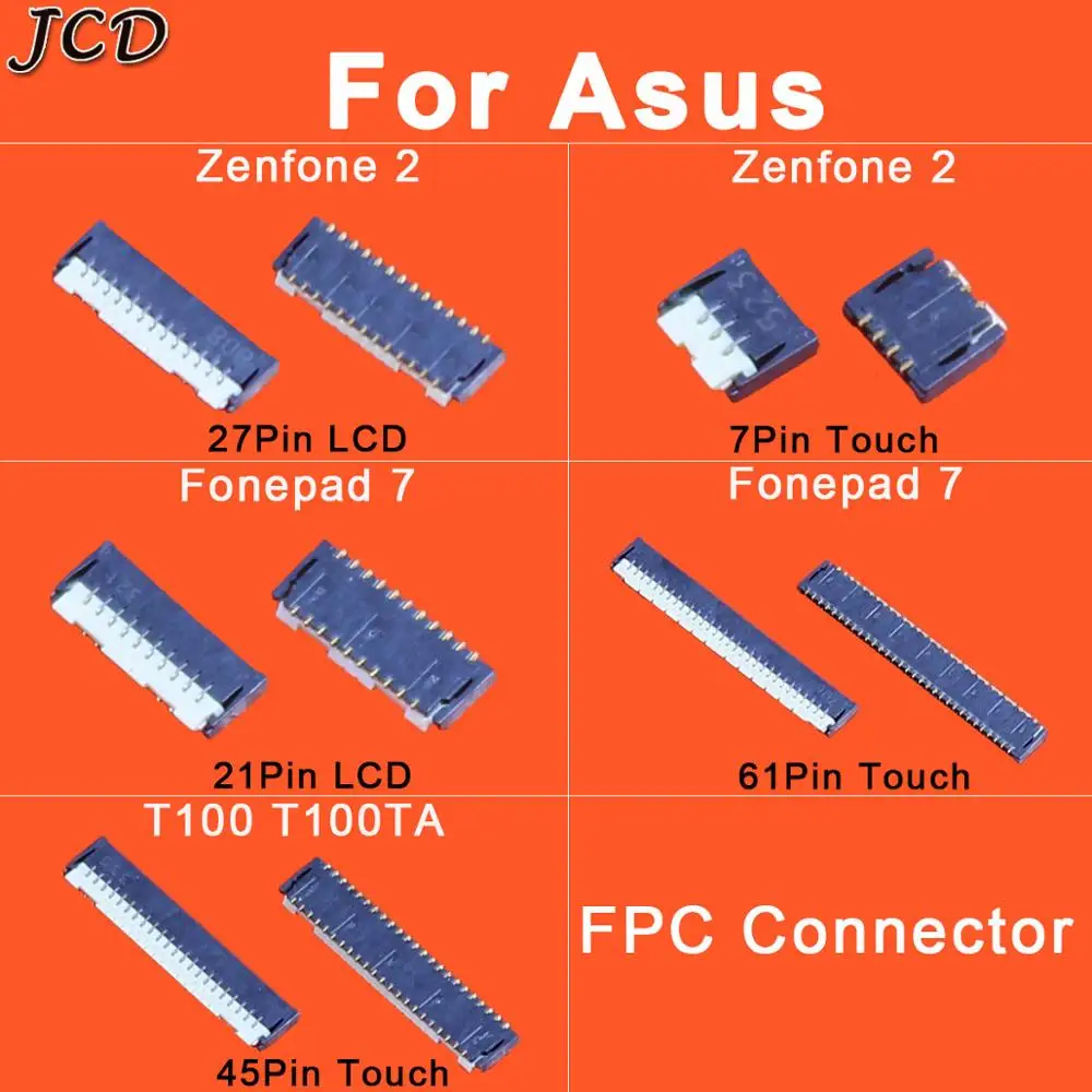 JCD 2 шт. сенсорный экран ЖК дисплей FPC разъем порта на материнской плате для ASUS Zenfone