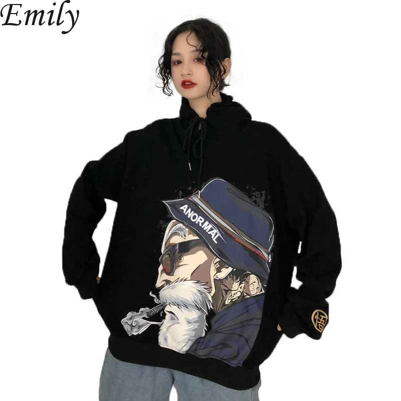 Осенне зимние женские Модные свободные толстовки с капюшоном в японском стиле BF