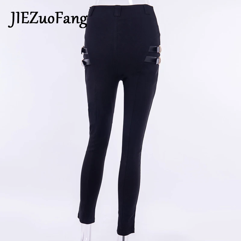 JIEZuoFang сексуальные панковские узкие женские штаны из искусственной кожи