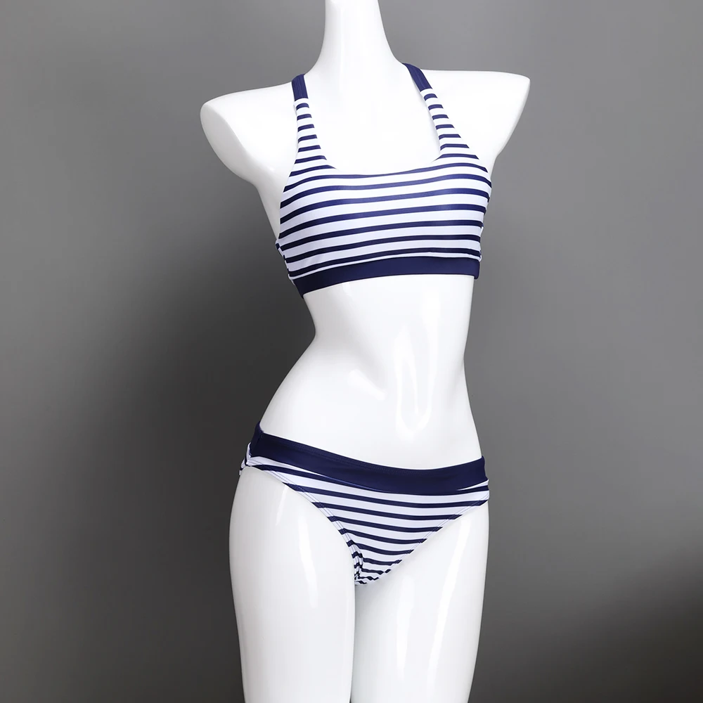 

Sexy Stripe Bikinis Set Women Swimwear Low Waist Bandage Bathing Suit Swimsuit Summer Tube Top Female Beachwear 2020 New