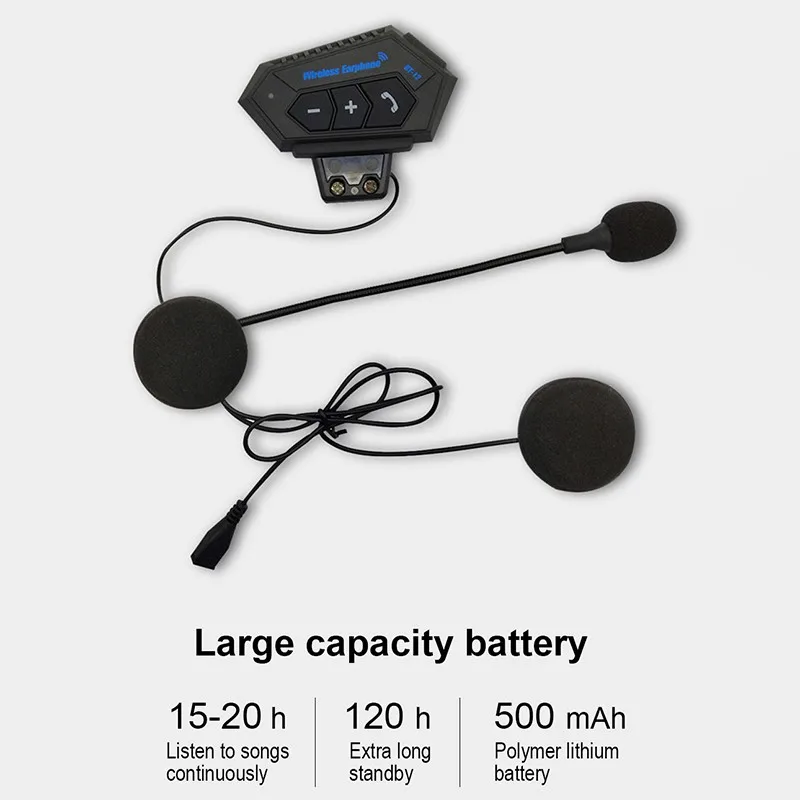 Bluetooth гарнитура BT12 мотоциклетная с микрофоном и шумоподавлением|Наушники для