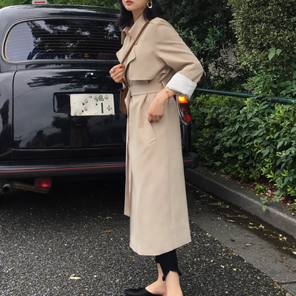 Тренчкот женский в Корейском стиле модная верхняя одежда с регулируемой талией