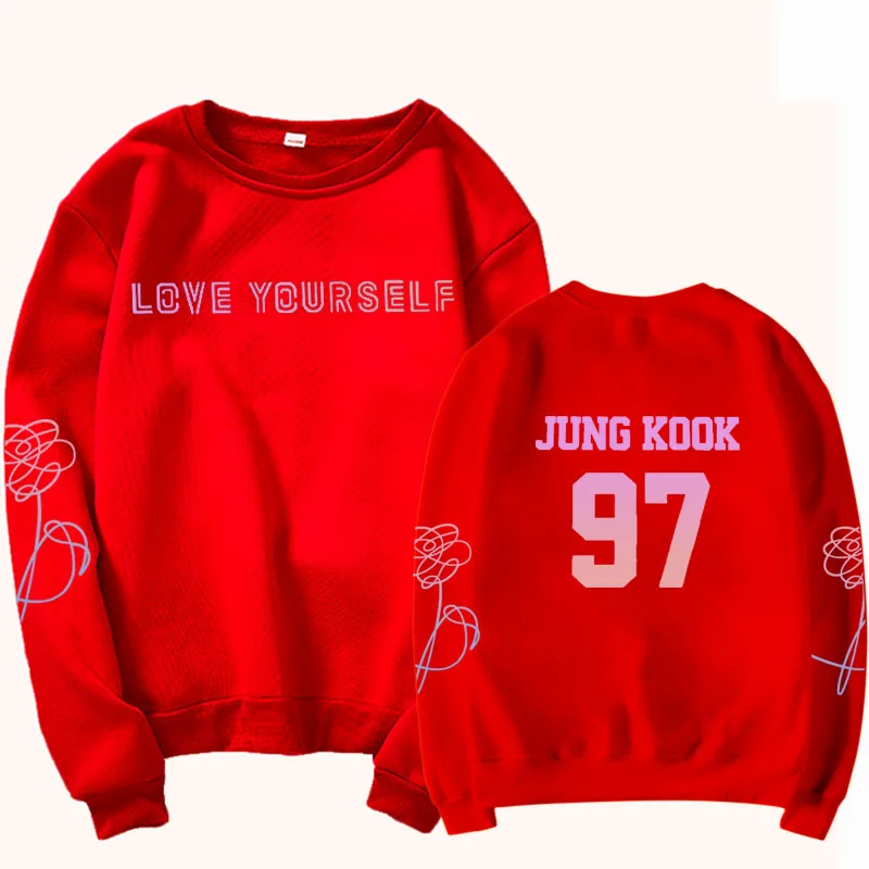 Толстовка с капюшоном love yourself k pop bangtan boys Свитшот Jung Kook 97 suga унисекс корейские