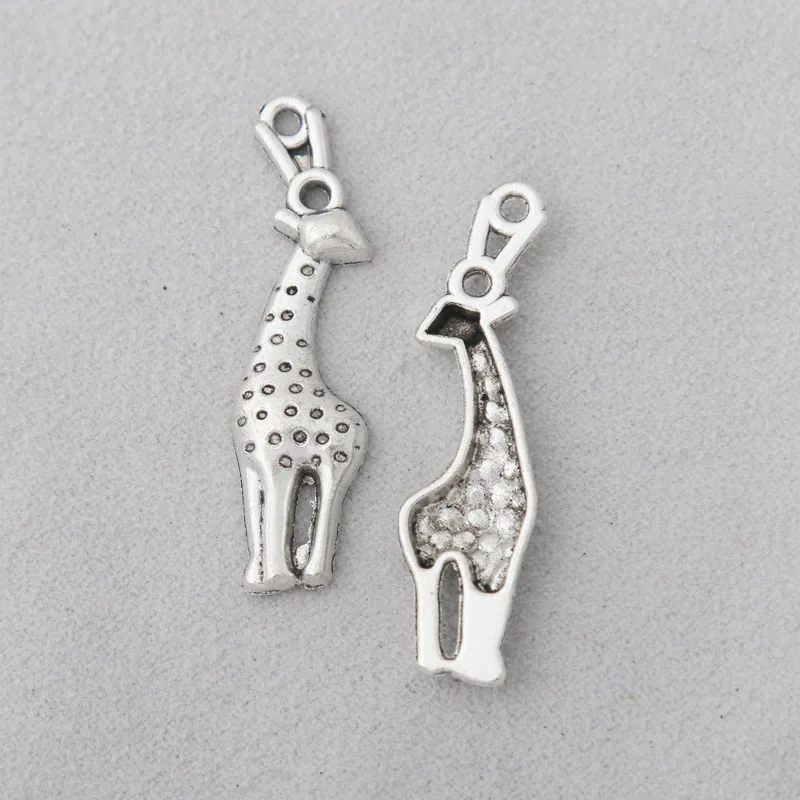 

RAINXTAR Fashion Antique Silver Color Alloy Animal Giraffe Charms 11*40mm 10pcs AAC443