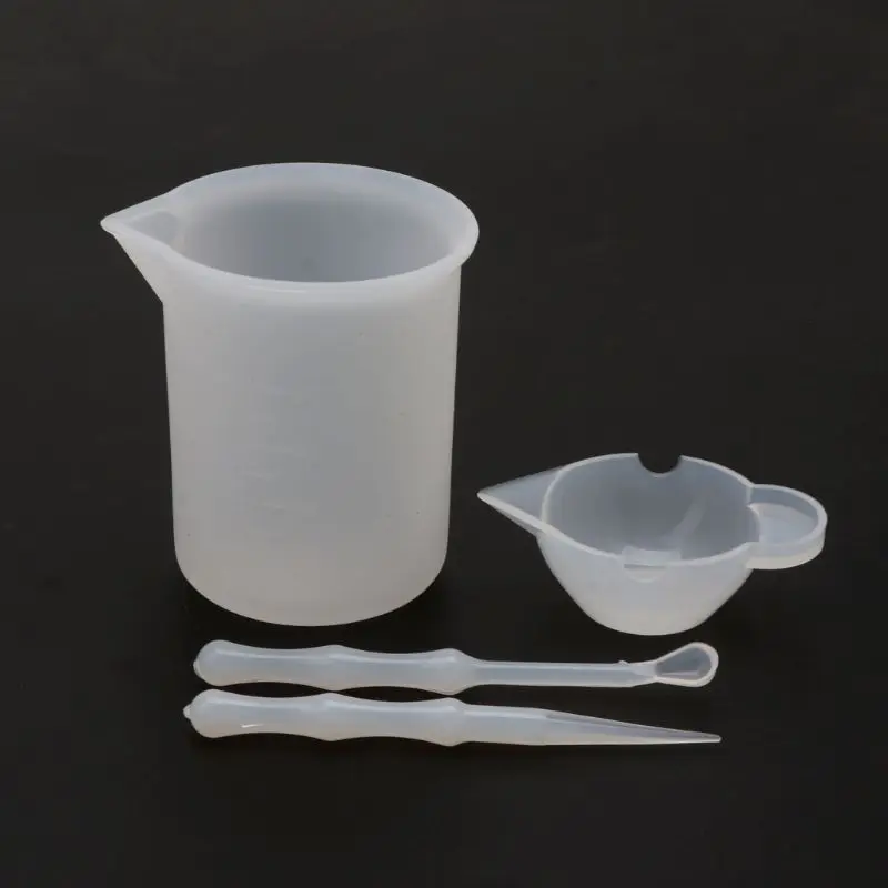 

4Pcs Reusable Silicone Resin Mixing Measuring Cups Sticks Spoon Jewelry Tools
