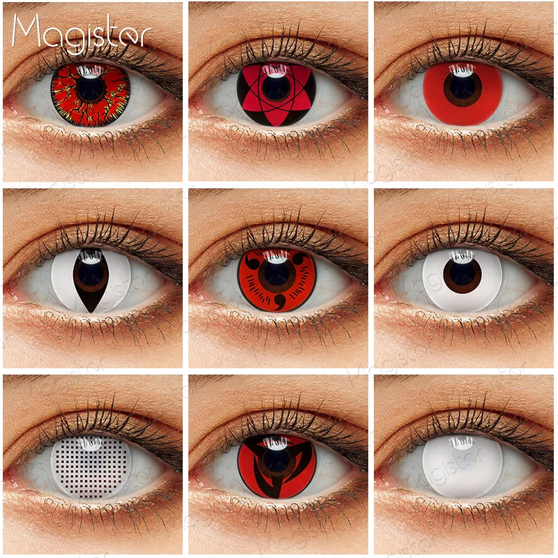 Контактные линзы Шаринган для Хэллоуина цветные контактные ed глаз красные белые